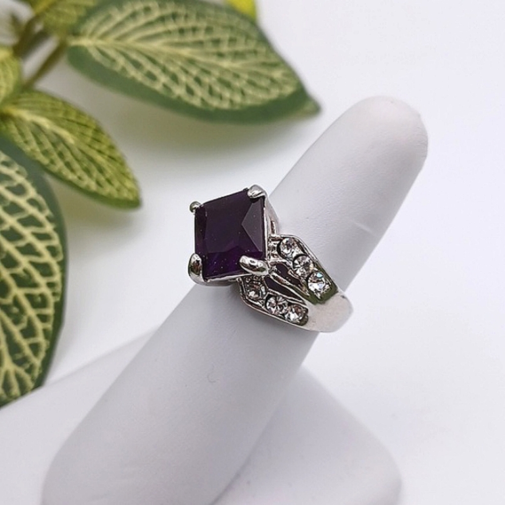 Princess Cut Faux Amethyst Ring